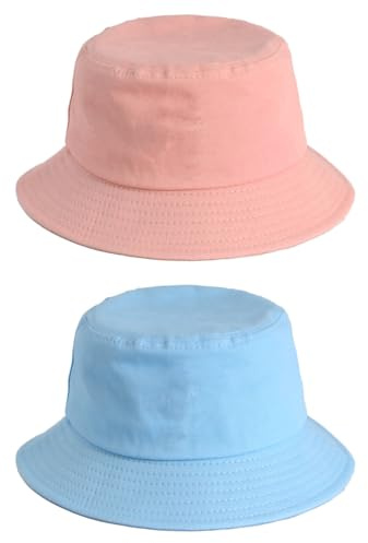HTTDSLF 2 Piezas Sombrero de Sol para Bebé, Gorro Bebe Verano, Sombrero de Sol Verano, Gorra Pescador Protección Solar, Gorro Pescador Playa, Bucket Sun Hat