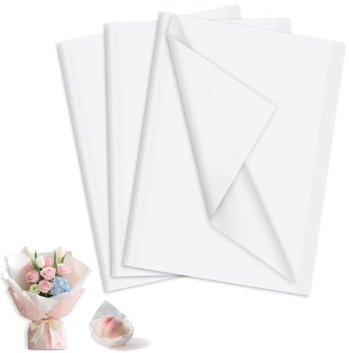 120 Feuilles Papier de Soie,35x50cm Papier de Soie Blanc pour Emballage Cadeau Fleurs,Noël, Mariage,DIY Décoration