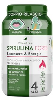 Integratore con SPIRULINA FORTE, 120 Gommose Supergelée Mela Verde - Spirulina: Dona Energia, Focus Mentale e Riduce Stanchezza - Supporto Metabolico