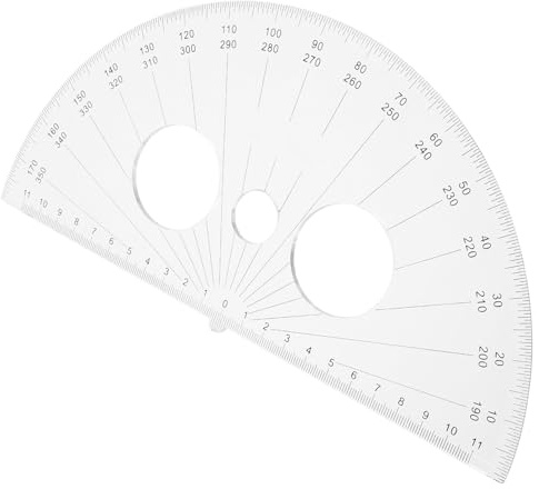 Mikikit Plastic 180 Degree Protractor for Math Lesson, Half Circle Multi-Function Ruler for Angle Measurement and Drawing, Student Technical Drawing Supplies