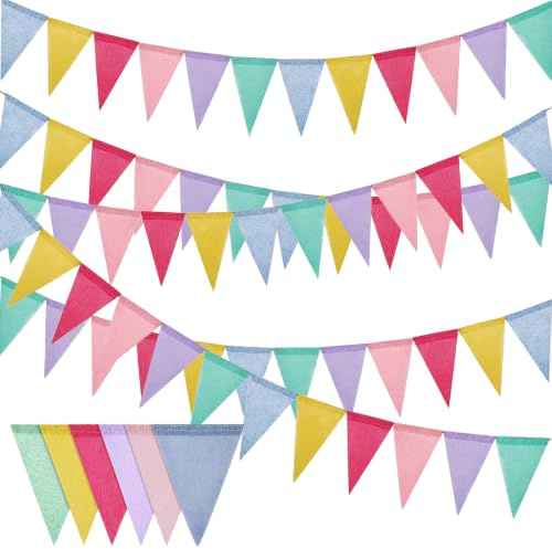 Quelcc 5 Piezas Guirnalda Banderines Lino 20m Multicolor Infantil