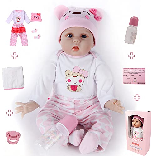 ZIYIUI Lifelike Reborn Baby - 22 Zoll Realistic Reborn Baby Mädchen Weiche Silikonpuppe Handgefertigt Reborn Puppe Toddler Mit Zubehör-Geeignet für Kinder ab 3 Jahren Puppe Mädchen 55cm