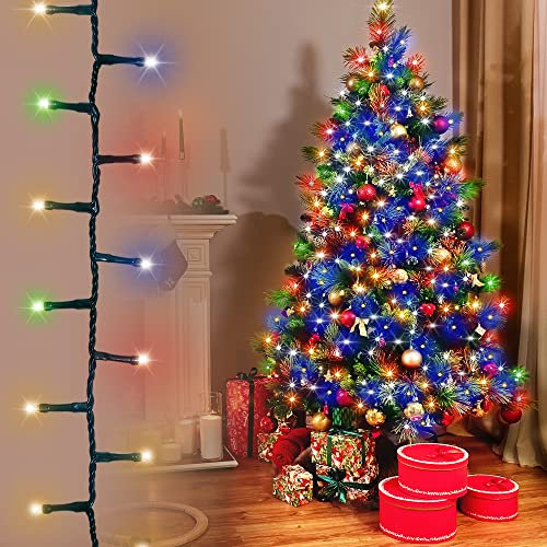 ANSIO® Christmas Tree Lights 750 LED 18.7m/61ft - Multicoloured Cluster Compact Lights for Indoor & Outdoor Decorations Fairy Lights with Timer for Xmas Garden & Party | Mains Powered Green Cable