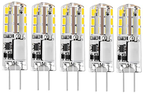 I-SHUNFA 12V G4 LED lámpara de luz fría 6000K 1,24 W reemplazo de 15W de halógeno, cápsula de bombilla con base Bi-Pin tipo JC, bombillas LED de ahorro energético no regulables (paquete de 5)