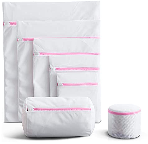 EKdirect Large Drawstring Washing Net Bags 7 Pack, Durable Coarse Mesh Laundry Bag