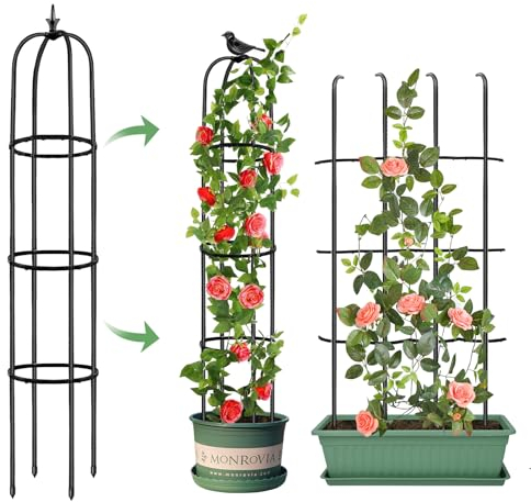 MQUPIN Rankhilfe Garten Obelisk Upgraded Turm Rosen Rankhilfe FüR 187cm, Durable U-FöRmige Obelisk Rankturm, Metallkern Himbeeren Rankhilfe Abnehmbar Indoor Outdoor Blume Stand Spalier GemüSe(1 Pack)