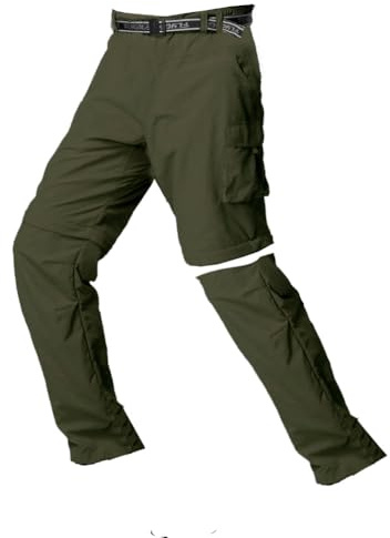 Anyanmoutn Kids Cargo Pants, Boys Convertible Hiking Pants Casual Outdoor Quick Dry Waterproof Climbing Convertible Trousers Rain Pants Green