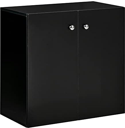 HOMCOM Storage Cabinet w/Two Shelves Wooden Sideboard Freestanding Kitchen Cupboard Bookcase - Black