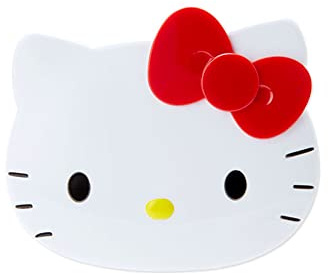 Sanrio Hello Kitty - Espejo de maquillaje portátil de mesa, rojo y blanco, 7,9 x 9,3 cm