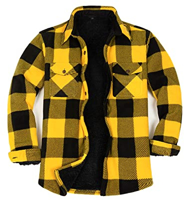 ZENTHACE Herrjacka, varm sherpafodrad fleecejacka, rutig flanellskjorta (alla fleecejackor är sherpafodrade), 3XL