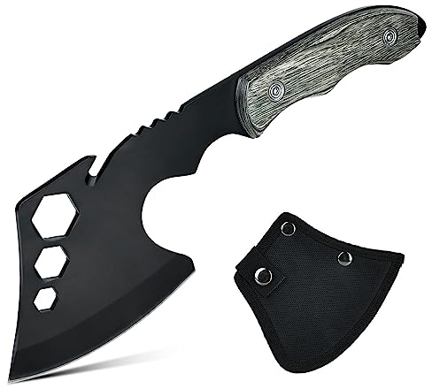 Aicharynic Survival Axt & Camping Beil - Outdoor Freizeitbeil Handbeil Klein für Camping, Survival, Jagd, Trekking, Garten - Mit Kopftasche, Holz Griff