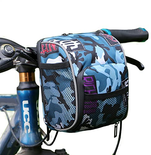ZKIXUIWI Kids Bike Basket, Camouflage Front Bike Decoration Accessory for Adults & Childs, Cool Bicycle Handlebar Bag Organizer Fits Balance Bike, Tricycle, Scooter for Girls & Boys