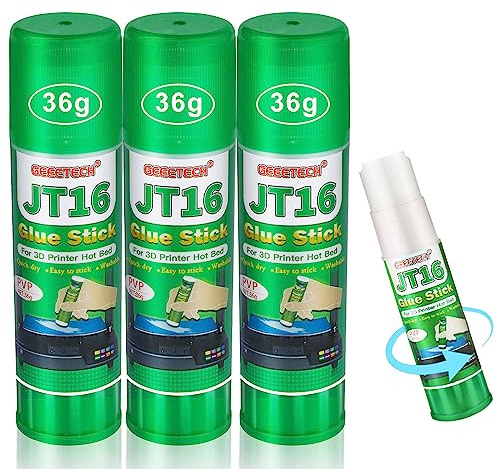 DERUC Lim för 3D-skrivare, 3D, lim för 3D-skrivare, 3 limstifter à 36 g, snabbtorkande, PVP, solidlim för varm bädd, PLA, ABS, PETG, tvättbar, lätt att limma