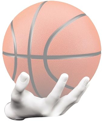 Basketball Holder, Hand Sculpture Ball Holder Wall Mount Art Decor Stand Basketball Storage Rack Organizer Display Case Man Cave for Football Soccer Gifts for Him Men Boys Gamers (White Ball Holder)