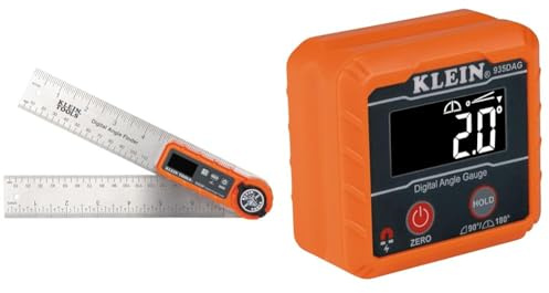 Klein Tools 935DAF Digital Angle Finder, Precision Measurements, Miter Saw Protractor Angle Calculation & 935DAG Digital Electronic Level and Angle Gauge, Measures 0-90 and 0