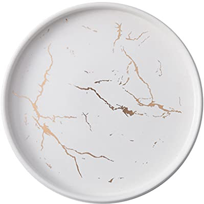XANHOY Piatto rotondo in ceramica di marmo nordico da 20,3 cm, per dessert, bistecca, torta, marmo