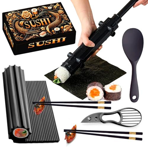 Sushi Maker Set Mit Bazooka, Maki Roller und Formen - DIY Starter Set für Anfänger, Zubehör für Perfekte Rollen, Geschenkset für Zuhause