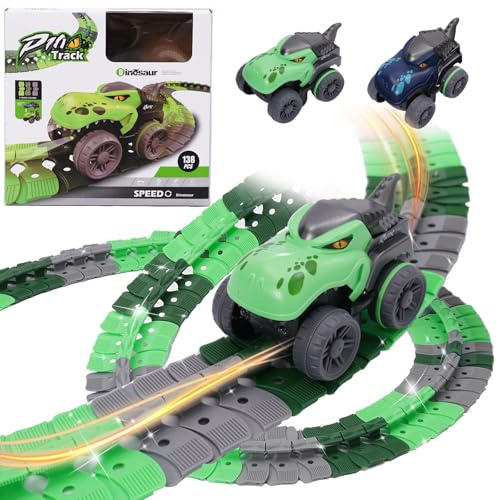 Siairo Bilbana, Dinosauriebilspelekset med 138 Spårstykken, Barnracetrack, Present för Pojkar och Flickor
