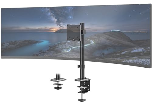 Monitor Halterung 1 Monitore für 17-49 Zoll - Vertikale Bildschirmhalterung Höhenverstellbar mit 20 kg, Neigbar Schwenkbar Drehungbar, VESA 75/100 mm, Schwarz