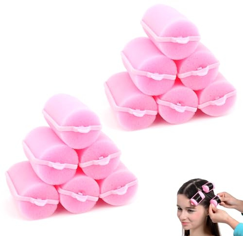 Hsyadazi Lot de 12 bigoudis en éponge - Rouleaux en mousse souple pour boucles et volume (36 mm) - Sans douleur pour femmes et enfants