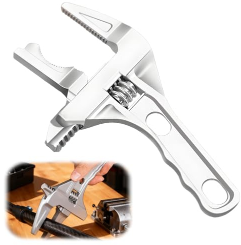 Chiavi a ganascia larga con estremità aperta, in lega di alluminio, per idraulici, bagno, strumento manuale in lega ultra sottile, per bagno (argento)