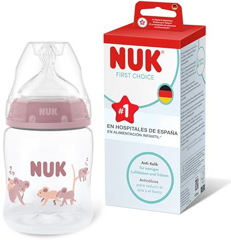 NUK First Choice Babyflasche | 0+ Monate | 150 ml | Anti-Kolik-Trinkflasche | PP | Temperature Control Anzeige | Koala | 1 Stück