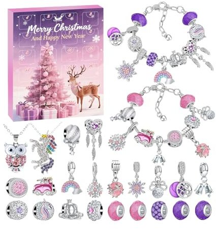 Julkalender nedräkning - 24 dagars tillbehör, smycken, armband, smyckeskrin, interaktiv leksak, kreativ hantverksaktivitet för kvinnor, fyll