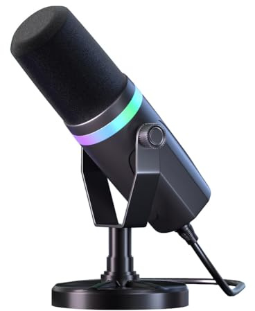 Micrófono dinámico USB XLR para juegos, micrófono dinámico RGB para computadora, micrófono para juegos de computadora, para grabación de estudio, creación de contenido