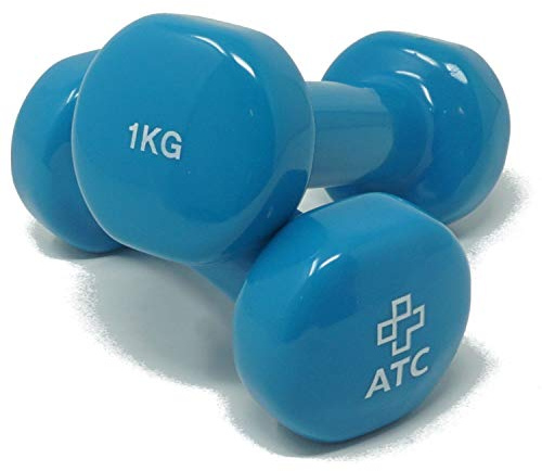 ATC Handels GmbH Hanteln aus Vinyl 1 Paar – Kurzhanteln, Kurzhantelset, Krafttraining, kleine Hanteln für Gymnastik, Rehasport, Fitness und Aerobic, 1,0 kg