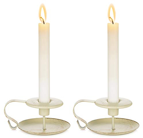 Nuptio 2 Pezzi Portacandele retrò in Ferro Chamberstick, Portacandele Conico per Tavoli, Supporto Vintage a Lume di Candela per Natale Halloween Festa Nozze Regalo Inaugurazione della Casa