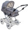 Eichhorn Kinderwagen mit Lederriemengestell, umbaubar zum Sportwagen, inklusive Schieberhöhenverstellung und fester Tragetasche (LuxVariante), Stoff Grau (EVA-Rad)