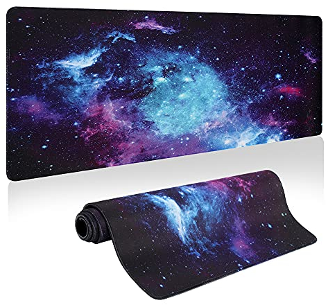 KINGSON Alfombrilla Ratón, Alfombrilla Gaming Grande 900x400 mm Alfombrilla Resistente al Agua y Antideslizante Adecuado para de Oficina y para Gaming (Galaxia)