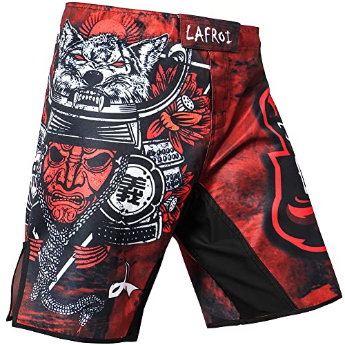 LAFROI Herren MMA Cross-Training Box Shorts Trunks Fight Wear mit Kordelzug und Tasche (Warrior,MD)