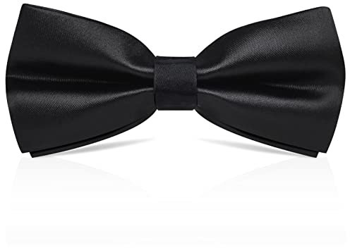 PROUSKY Vorgebundene Fliege für Jungen, Seidenfliege für Kinder - Verstellbare Halsfliege für Baby Kleinkind Geburtstag Hochzeit Foto Formal Party Bankett (Schwarz)