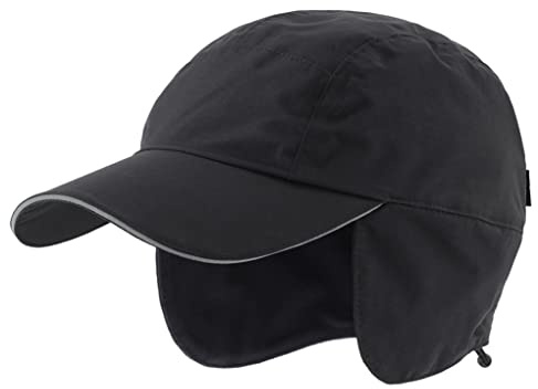 Connectyle Men's Outdoor Winter Earflap Hat Adjustable Water-Resistant Baseball Cap Fleece Lined Warm Dad Hats Black