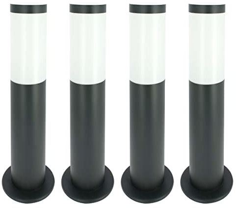 Lot de 4 Bornes Valente extérieur Gris E27 Noir Terrasse Jardin Allée Cour Chemin IP44