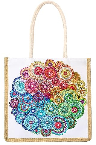 Uposao DIY 5D diamantmålning shoppingväska, vikbar livsmedelsbutik, DIY hantverk, shoppingväska, återanvändbar, presentpåse, miljövänlig konst handgjorda förvaringsväskor