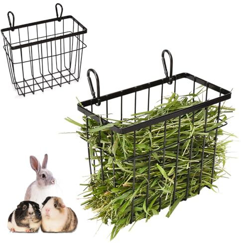 Comedero de heno para Conejo, 2 Unidades, comedero de heno para Conejillo de Indias con Marco de Metal para Conejillo de Indias, Conejo, comedero de heno, Accesorios de Jaula de Chinchilla
