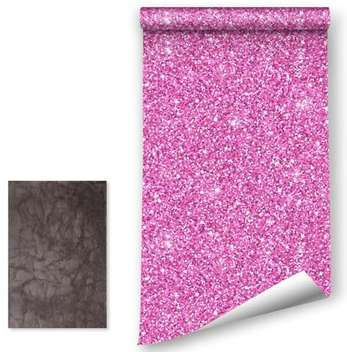 LZH-LP Papier peint auto-adhésif à paillettes épaisses, 41x300CM papier peint amovible en vinyle à décoller et à coller pour décoration d'armoires murales avec patch de réparation en cuir