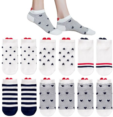 DHSBGWSX 6 par damsportstrumpor, damstrumpor, söta strumpor, bomullsstrumpor, roliga strumpor, kärleksstrumpor, söta bomullsstrumpor, fashionabla strumpor för kvinnor, Vit, One Size
