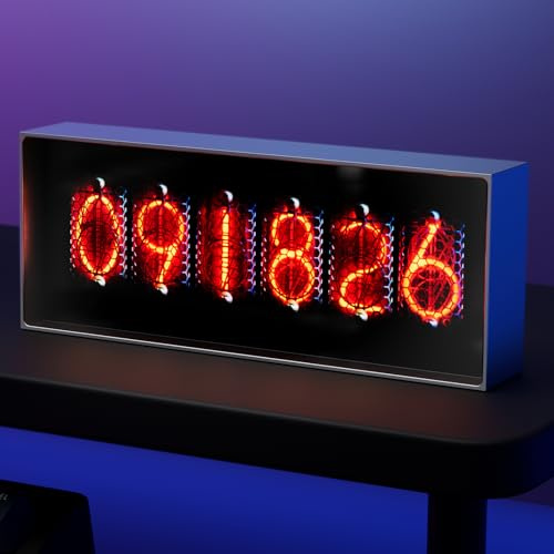 AYYDS Horloge numérique LED, réveil numérique avec météo, horloge tube avec contrôle par application, 5 modes d'affichage de l'heure, affichage photo personnalisé, horloge numérique, table de chevet