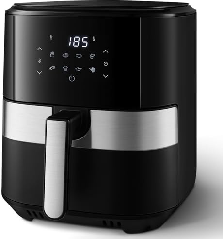 Warmiehomy Air Fryer 8L Touchscreen Digital Air Fryer, 8 Presets, Non-Stick, 60 Min Timer, 80-200℃ Temperature Control, No Oil, Dishwasher Safe Baskets, Automatic Shutoff 1500W