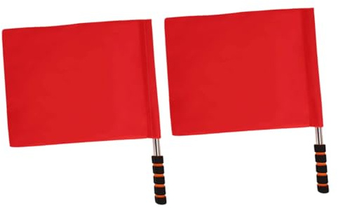 FUNOMOCYA 2 Bandiere da Arbitro da Guardalinee Manico in Spugna Rosso Bandiere di Segnalazione Portatili per Sport Calcio e Basket Segnalazione Sportiva per Partite e Allenamenti