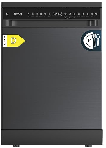 Cecotec Lavavajillas 60 cm Libre Instalación Bolero Aguazero 6205 Dark. 13 Cubiertos, 12 Programas, Motor Inverter Plus Duo, Panel Táctil, Extra Hygiene, Super Dry, Half Load, Silent Wash, Dark