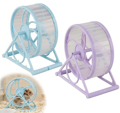 Hamster Wheel, Dual Exercise Wheels for Hamsters and Gerbils, Silent Hamster Wheel for Small Pets, Gerbil Wheel with Smooth Running Surface, Durable Exercise Wheel for Hamster Cages