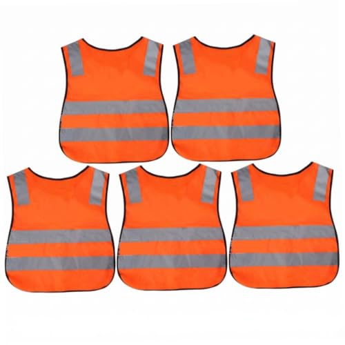 Gilet de sécurité pour enfants, gilet haute visibilité 5 pièces, orange