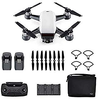 DJI - Spark Fly More Combo (Version UE) - Blanc | Incl. 1 Drone Quadricoptère, 1 Batterie de Vol Intelligente, 1 Radiocommande, 1 Chargeur Voiture & Autres | Photos & Vidéos en Haute Résolution