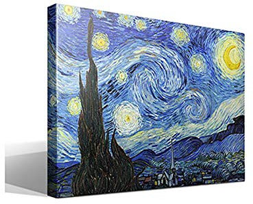 cuadrosfamosos.es Cuadro Canvas La Noche Estrellada de Vincent Willem Van Gogh - Calidad HQ - 75 x 55