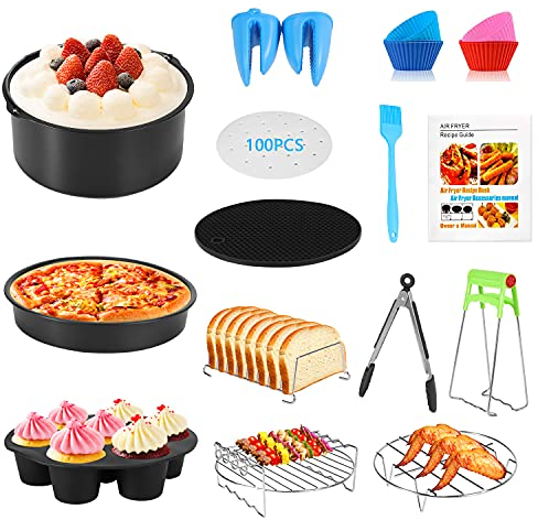 Accesorios freidora sin aceite,Accesorios Para Freidoras Juego de 14 Piezas Seguro y Duradero Accesorios de Revestimiento Antiadherente,Adecuado para Todos (Freidora de Aire 3.7-6.8QT)