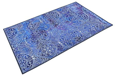 Wecon Home Badteppich, Badematte, rutschfest und Waschbar, Vintage, Louis (70 x 120 cm, blau)